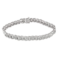 10k White Gold 2 cttw Diamond Fan-Shaped Link Tennis Bracelet (I-J Clarity, I3 Color) - Size 7.25