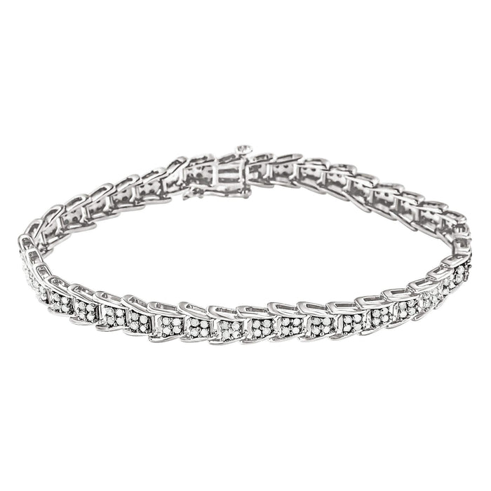 10k White Gold 2 cttw Diamond Fan-Shaped Link Tennis Bracelet (I-J Clarity, I3 Color) - Size 7.25