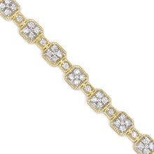 10K Yellow Gold 2.0 Cttw Diamond Square Link Bracelet (J-K Color, I2-I3 Clarity) - Size 7.25"-2