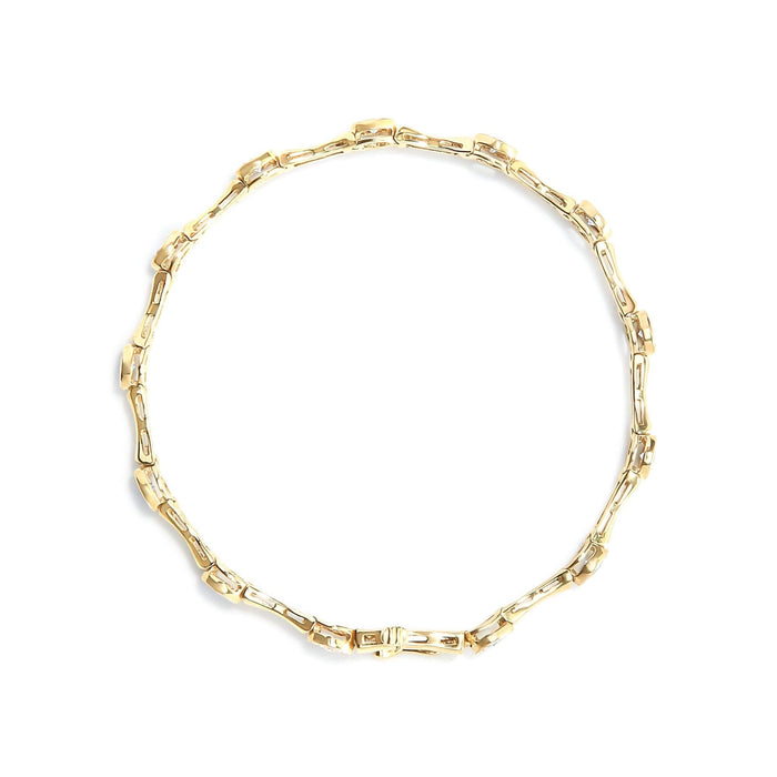 10K Yellow Gold Plated .925 Sterling Silver 1.0 Cttw Miracle Set Diamond Bezel Style Station Link Bracelet (H-I Color, I3 Clarity) - Size 7