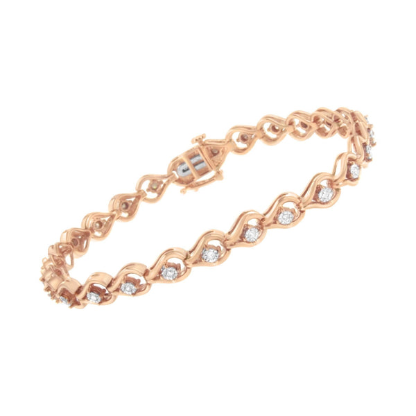 .925 Sterling Silver 1/4 Cttw Diamond Miracle-Set Teardrop Shaped 7” Link Bracelet (I-J Color, I3 Clarity)
