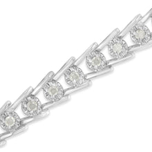 Sterling Silver Rose-cut Diamond Wave link Bracelet (1 cttw, I-J Color, I3 Clarity)-2