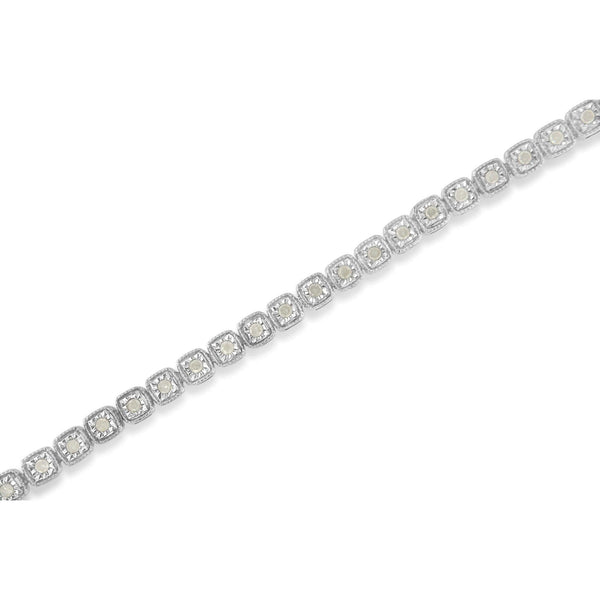 .925 Sterling Silver 1.0 Cttw Diamond Miracle-Set Square Milgrain 7