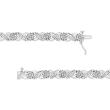 .925 Sterling Silver 1.0 Cttw Round-Brilliant and Baguette Cut Diamond Miracle-Set X-Link 7" Tennis Bracelet (I-J Color, I2-I3 Clarity)-2