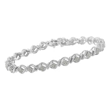 Sterling Silver Diamond Cluster Link Bracelet (1 cttw, I-J Color, I2-I3 Clarity)-2