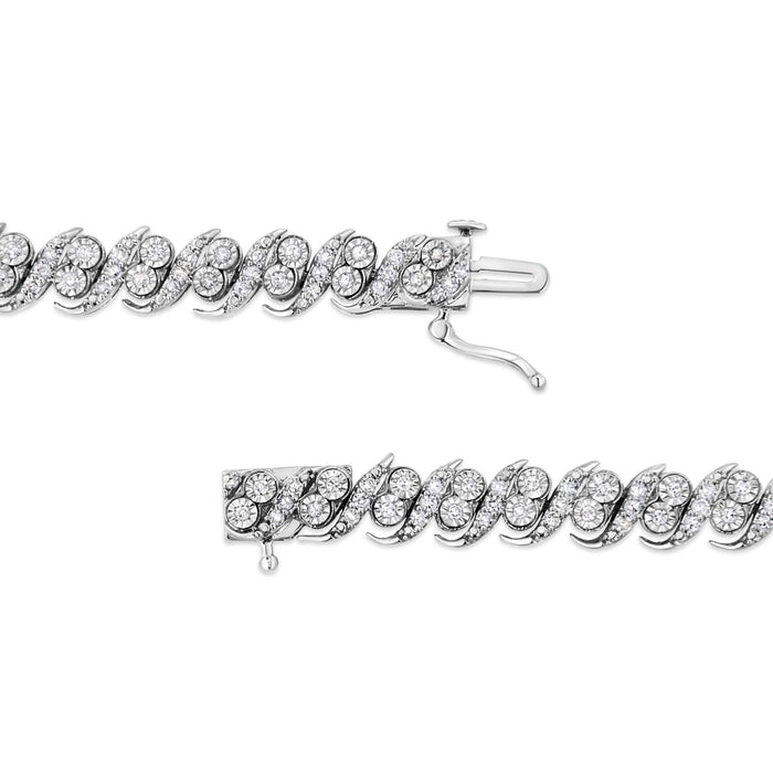 .925 Sterling Silver 2.0 Cttw Round-Cut Diamond 
