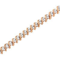 14KT Rose Gold Plated Sterling Silver Diamond S Link Tennis Bracelet (2 cttw, J-K Color, I1-I2 Clarity) - Size 7.5