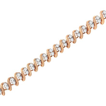 14KT Rose Gold Plated Sterling Silver Diamond S Link Tennis Bracelet (2 cttw, J-K Color, I1-I2 Clarity) - Size 7.5"-2