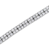 .925 Sterling Silver 3.0 Cttw Prong-Set Round Diamond 2 Row Link Tennis Bracelet (I-J Color, I3 Clarity) - 7.25