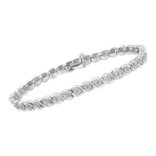 .925 Sterling Silver 1.0 cttw Miracle Set Diamond Spiraling Bezel Link Bracelet(I-J Color, I3 Clarity) -7.25"-2