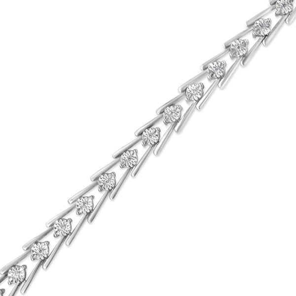 .925 Sterling Silver Diamond Miracle-Set Double Swoosh Milgrain Style Tennis Bracelet (1/2 cttw, I-J Color, I3 Clarity) - Size 7.75