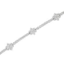 .925 Sterling Silver 1.0 cttw Miracle-Set Diamond Floral Station Tennis Bracelet (I-J Color, I3 Clarity) - 7-1/2"-2
