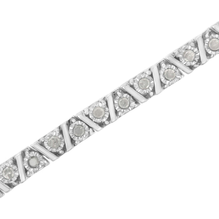 .925 Sterling Silver 1.0 cttw Miracle-Set Diamond Tennis Bracelet (I-J Color, I3 Clarity) - 7.25