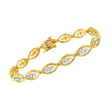 10K Yellow Gold Plated .925 Sterling Silver 1 cttw Prong Set Round-Cut Diamond Link Bracelet (J-K Color, I1-I2 Clarity) - 7.25"-2