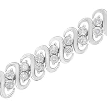 .925 Sterling Silver 1/4 cttw Round-Cut Diamond Double Row Wrapped S-Link Bracelet (I-J Color, I2-I3 Clarity) - Size 7.25"-2