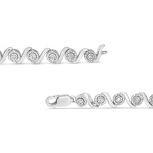 .925 Sterling Silver 1/2 Cttw Round Diamond Halo S-Link Bracelet (I-J Color, I2-I3 Clarity) - 7.25"-2