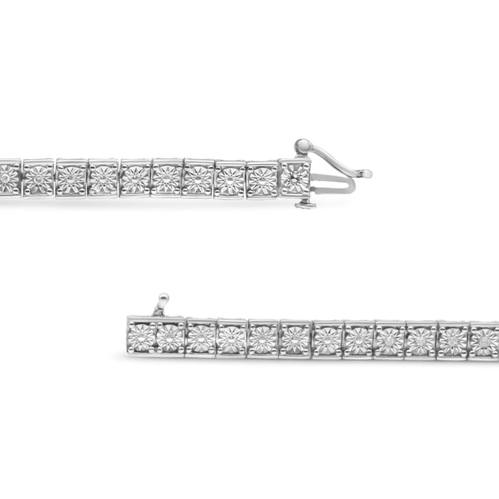 .925 Sterling Silver 1/4 Cttw Diamond Link Bracelet (I-J Color, I2-I3 Clarity) - Size 7.25