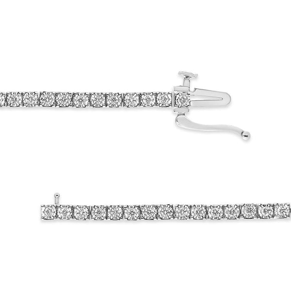 14K White Gold 1.0 Cttw Miracle Set Round-Cut Lab Grown Diamond Illusion Tennis Bracelet (F-G Color, VS2-SI1 Clarity) Size 7