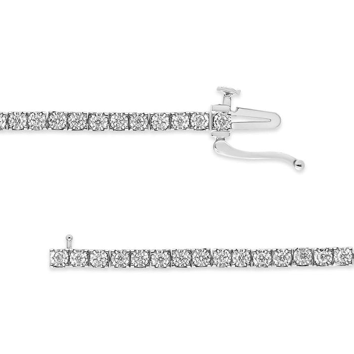 14K White Gold 1.0 Cttw Miracle Set Round-Cut Lab Grown Diamond Illusion Tennis Bracelet (F-G Color, VS2-SI1 Clarity) Size 7