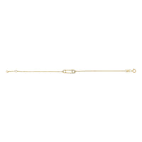 10K Yellow Gold 1/10 Cttw Diamond Paperclip Charm Adjustable Link Bracelet  (J-J Color, I1-I2 Clarity) - 7.25 Inch