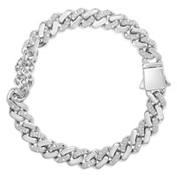.925 Sterling Silver 1/2 Cttw Diamond Cuban Curb Chain Bracelet (I-J Color, I3 Clarity)-  8.5
