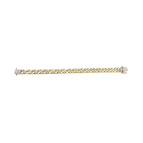 14K Yellow Gold Plated .925 Sterling Silver 3/8 Cttw Diamond Cuban Bracelet (I-J Color, I3 Clarity) - 7.25