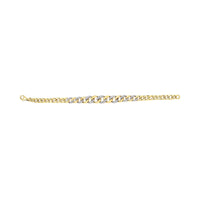 14K Yellow Gold Plated .925 Sterling Silver 1 1/4 Cttw Diamond Cuban Chain Link Bracelet (I-J Color, I3 Clarity)-  7.25