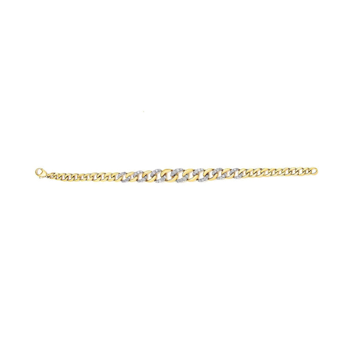 14K Yellow Gold Plated .925 Sterling Silver 1 1/4 Cttw Diamond Cuban Chain Link Bracelet (I-J Color, I3 Clarity)-  7.25