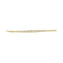 14K Yellow Gold Plated .925 Sterling Silver 1 1/4 Cttw Diamond Cuban Chain Link Bracelet (I-J Color, I3 Clarity)-  7.25"-2