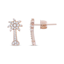 10K Rose Gold 1/4 Cttw Diamond Palm Tree Push Back Stud Earrings (H-I Color, I1-I2 Clarity)-2