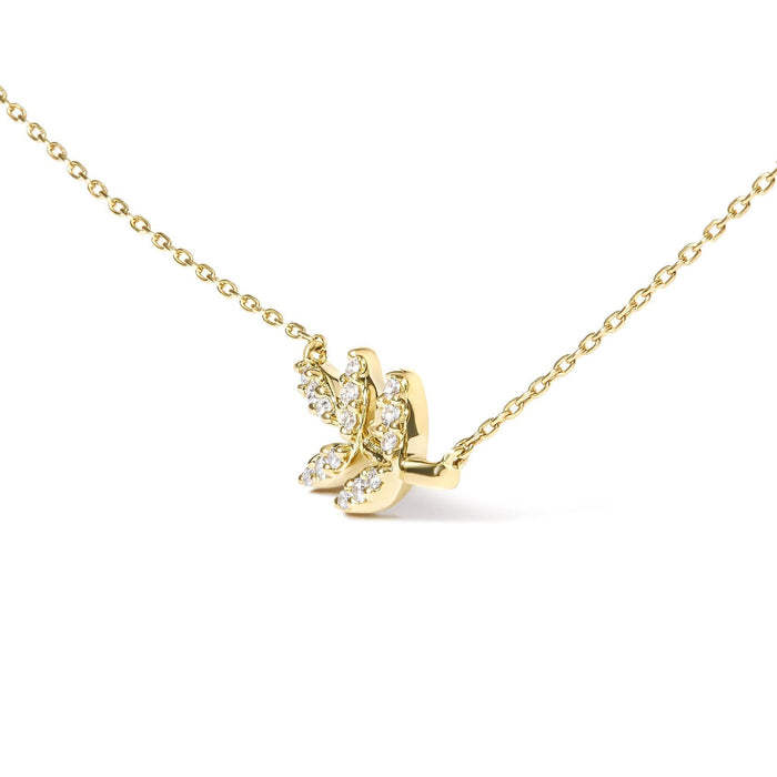 10K Yellow Gold 1/10 Cttw Diamond Leaf and Branch 18