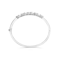 14K White Gold 2 1/2 Cttw Diamond Graduating Floral Cluster Bangle Bracelet (H-I Color, SI1-SI2 Clarity) - Fits Wrists up to 7.25