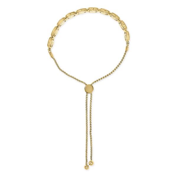 14k Yellow Gold Plated .925 Sterling 5/8 Cttw Diamond Composite Cushion Frame 4”-10” Adjustable Bolo Bracelet (G-H Color, I1-I2 Clarity)