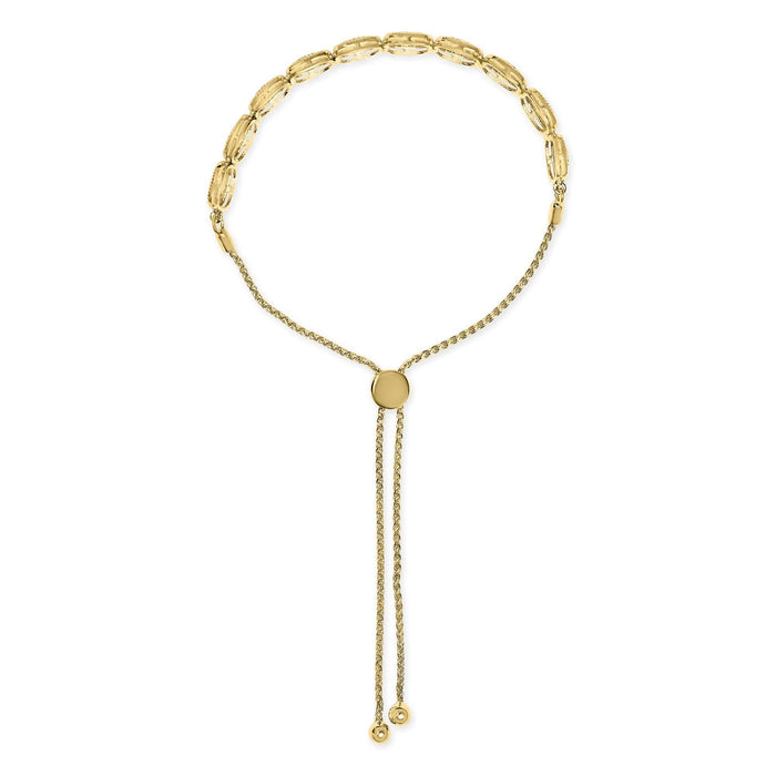 14k Yellow Gold Plated .925 Sterling 5/8 Cttw Diamond Composite Cushion Frame 4”-10” Adjustable Bolo Bracelet (G-H Color, I1-I2 Clarity)