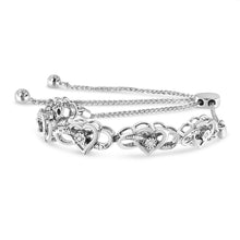 .925 Sterling Silver Miracle Set Diamond Accented Infinity Hearts 6”-9” Adjustable Bolo Bracelet (H-I Color, I2-I3 Clarity)-2
