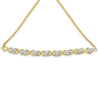 10K Yellow Gold over .925 Sterling Silver 1/10 Cttw Diamond Heart and X-Link 6”-9” Adjustable Bolo Bracelet (H-I Color, I2-I3 Clarity)