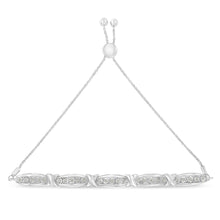 Round-Cut Diamond X & Tapered Bar Miracle-Set Bolo Bracelet (I-J Color, I3 Clarity) - .925 Sterling Silver-2