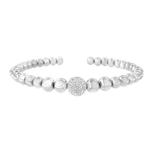 .925 Sterling Silver 1/6 Cttw Diamond Rondelle Graduated Ball Bead Cuff Bangle Bracelet (I-J color, I2-I3 clarity) - Fits wrists up to 7 1/2 inches-2