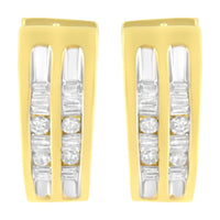 10K Yellow Gold 1/2 cttw Diamond Huggy Heart Hoop Earrings (I-J Clarity, I2-I3 Color)