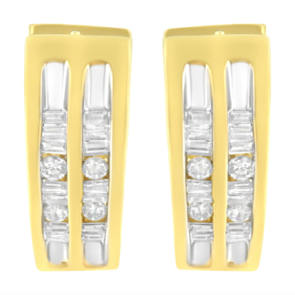 10K Yellow Gold 1/2 cttw Diamond Huggy Heart Hoop Earrings (I-J Clarity, I2-I3 Color)