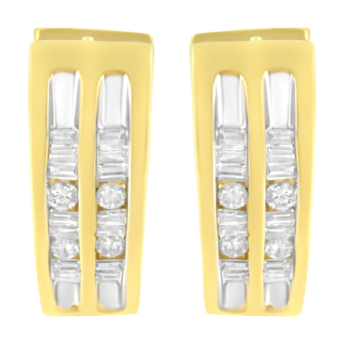 10K Yellow Gold 1/2 cttw Diamond Huggy Heart Hoop Earrings (I-J Clarity, I2-I3 Color)