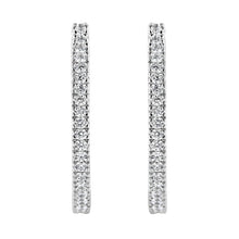 10KT White Gold 1 cttw Diamond Hoop Earrings (I-J Clarity, I2-I3 Color)-2