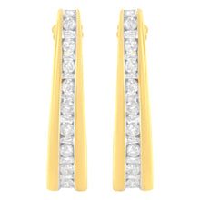 10K Yellow Gold 1 cttw Channel Set Diamond J-Hoop Earrings (H-I Clarity, I1-I2 Color)-2