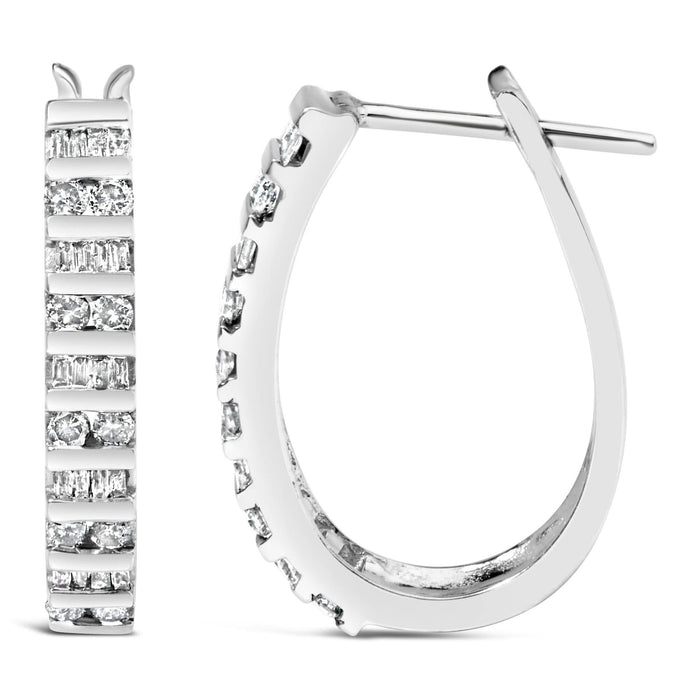 10K White Gold 1.0 Cttw Alternating  Diamond 