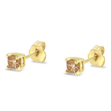 IGI Certified 3/8 Cttw Princess-Cut Square Diamond 4-Prong Solitaire Stud Earrings in 14K Yellow Gold (K-L Color, I1-I2 Clarity)-2