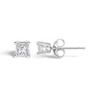 .925 Sterling Silver 1/4 Cttw Princess-Cut Diamond Solitaire Stud Earrings (H-I Color, I3 Clarity)