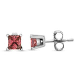 14K White Gold 4 Prong Set Lab Grown Pink Princess Diamond Solitaire Stud Earrings (Pink Color, VS2-SI1 Clarity)-4 thumbnail 5