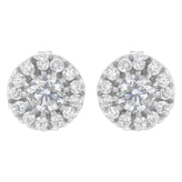14k White Gold 1 cttw Diamond Halo Stud Earrings (I-J Clarity, I1-I2 Color)