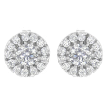 14k White Gold 1 cttw Diamond Halo Stud Earrings (I-J Clarity, I1-I2 Color)-2