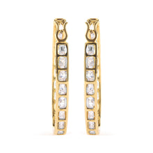 10K Yellow Gold 1.00 Cttw Round and Baguette-Cut Diamond U-Hoop Earrings (H-I Color, SI2-I1 Clarity)-2